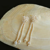 Knotted Weave Pearl Tassel Earrings - floysun