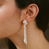 Knotted Weave Pearl Tassel Earrings - floysun