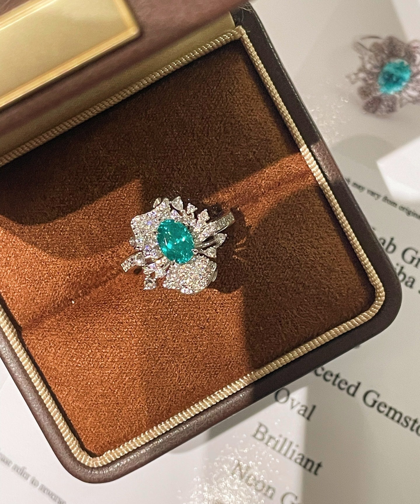 Lab - Created Paraiba Flower Ring & Pendant - floysun