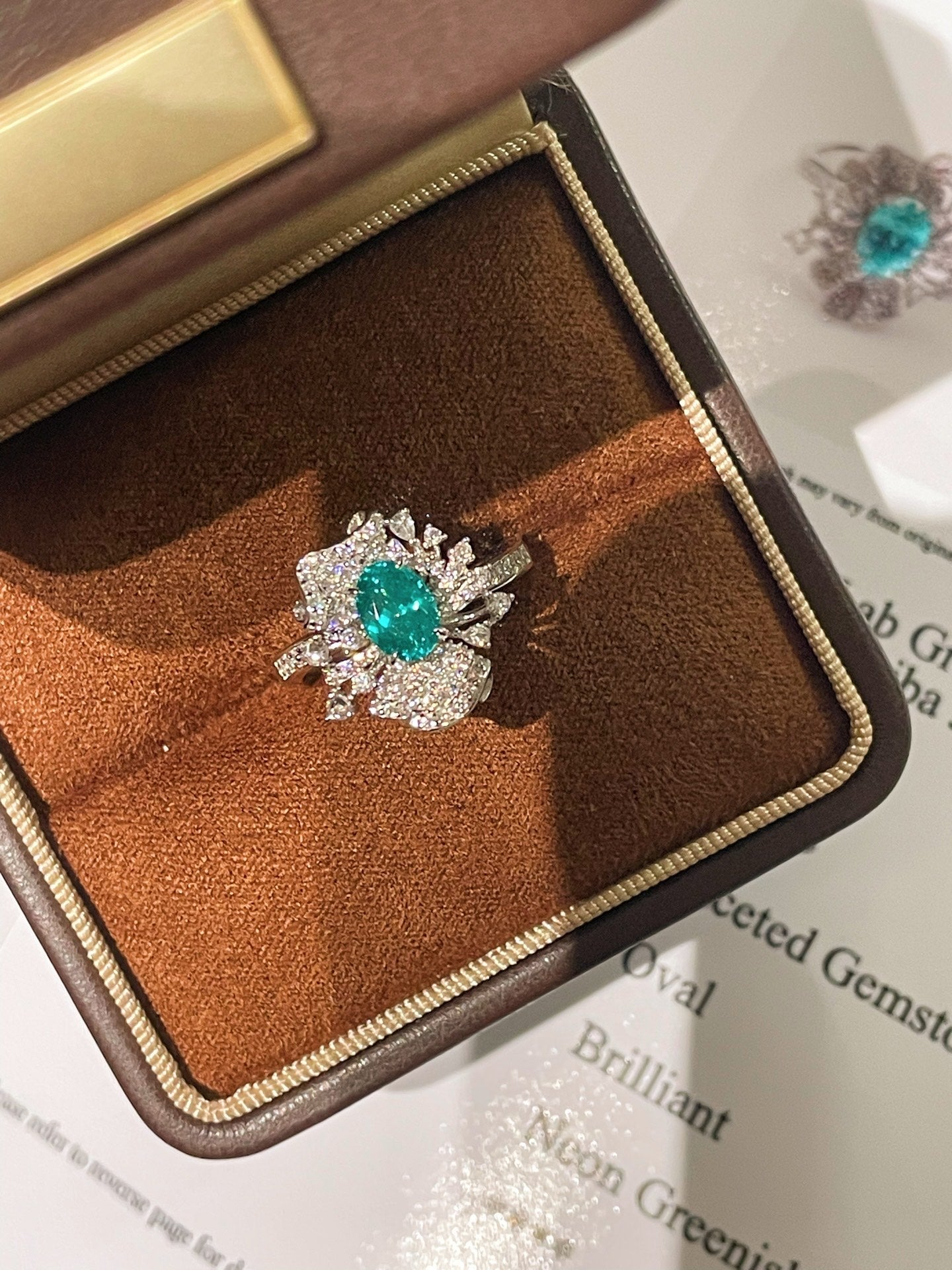 Lab - Created Paraiba Flower Ring & Pendant - floysun