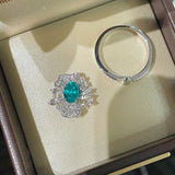 Lab - Created Paraiba Flower Ring & Pendant - floysun