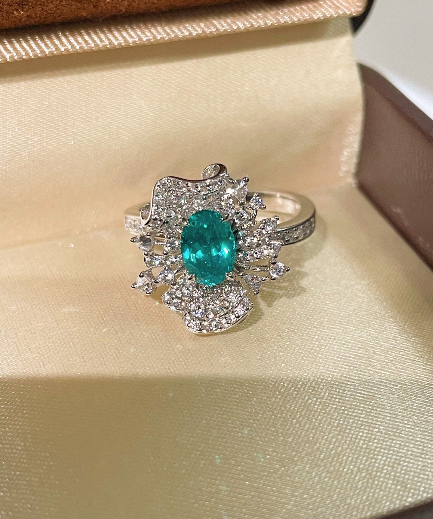 Lab - Created Paraiba Flower Ring & Pendant - floysun