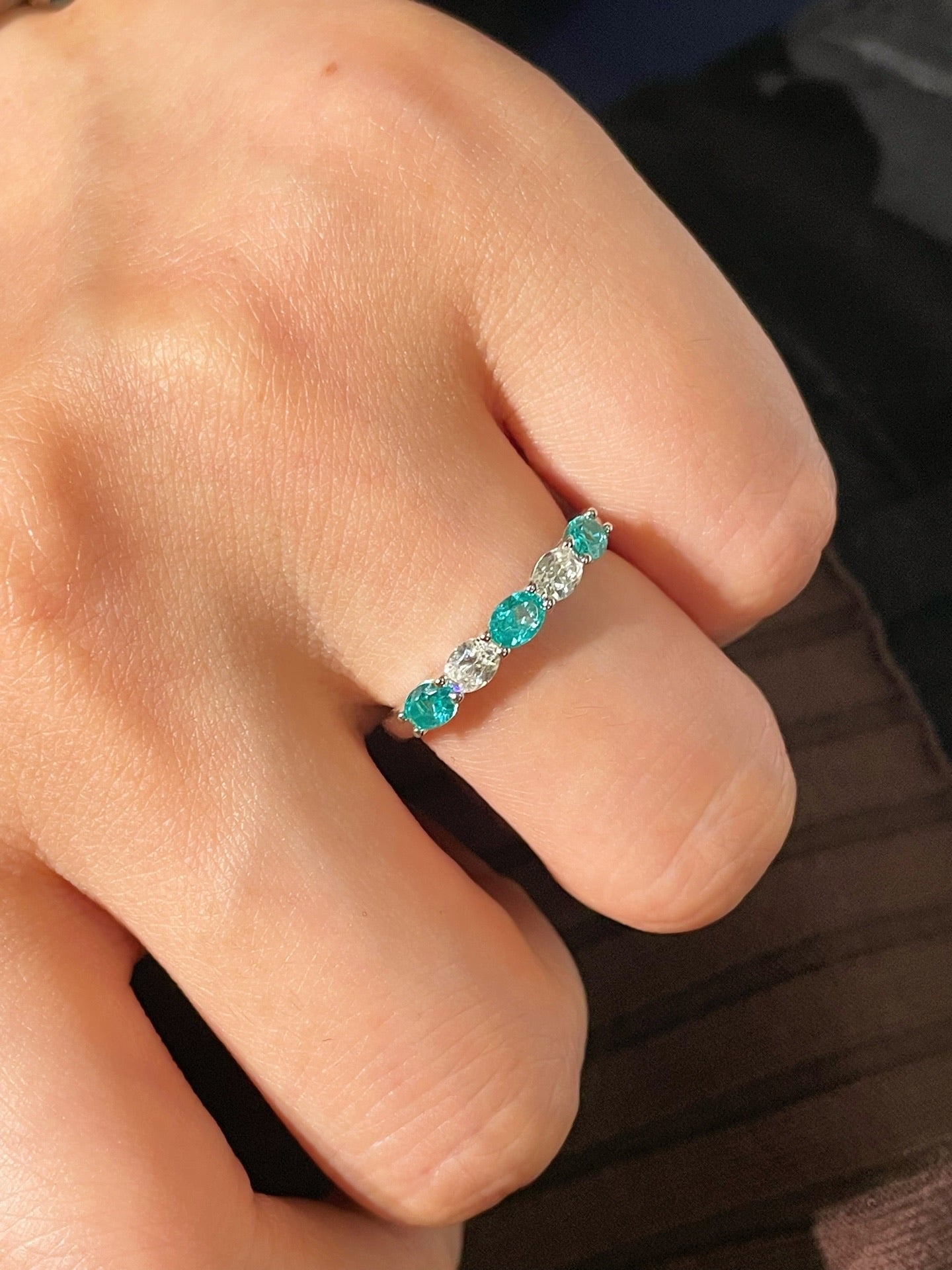 Lab - Grown Paraiba Minimalist Ring - floysun