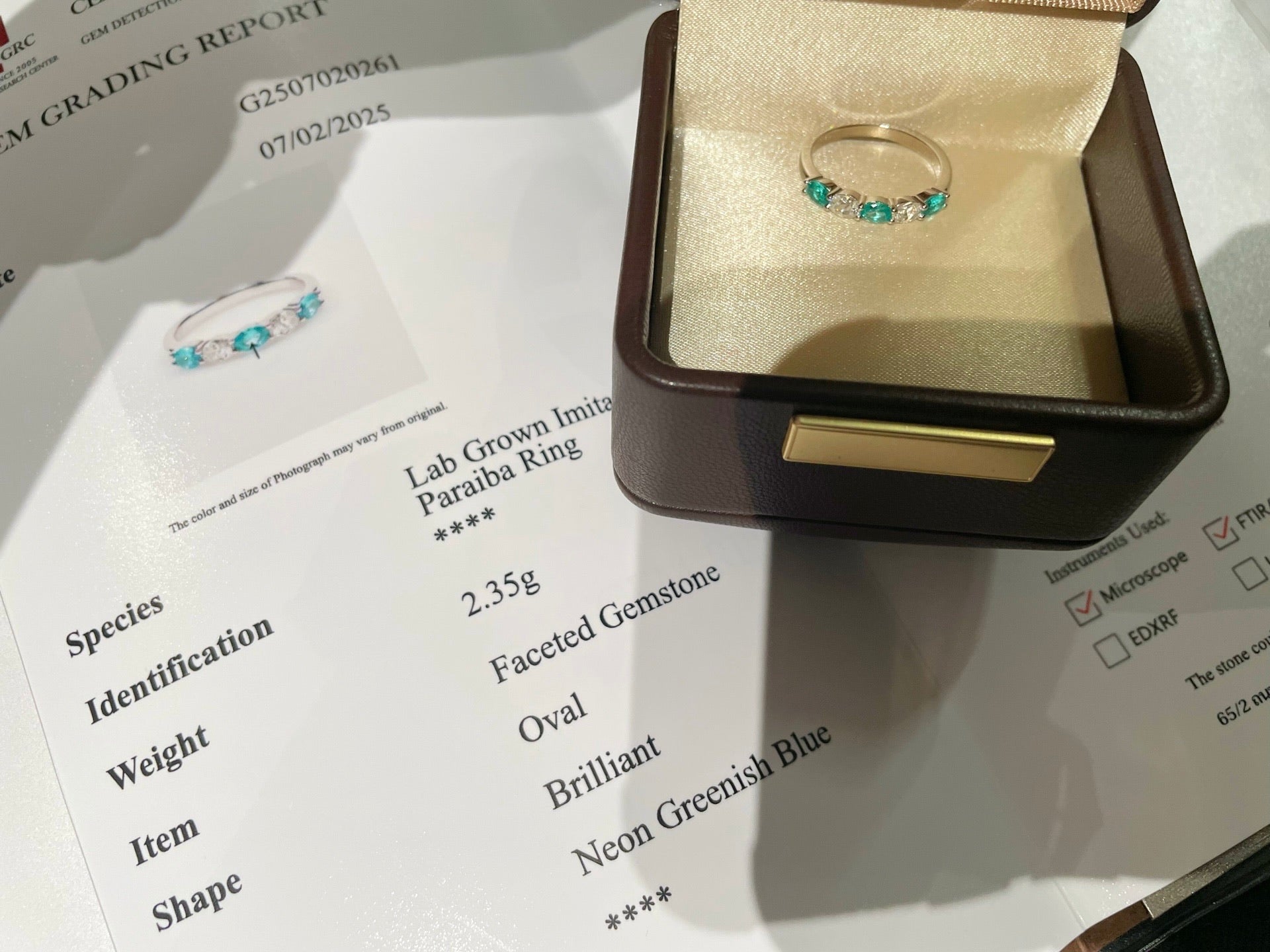 Lab - Grown Paraiba Minimalist Ring - floysun