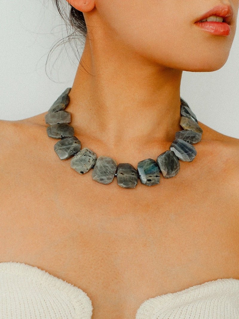 Labradorite Square Beaded Necklace - floysun