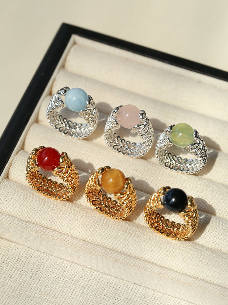 Lace Aura Natural Stone Ring - floysun