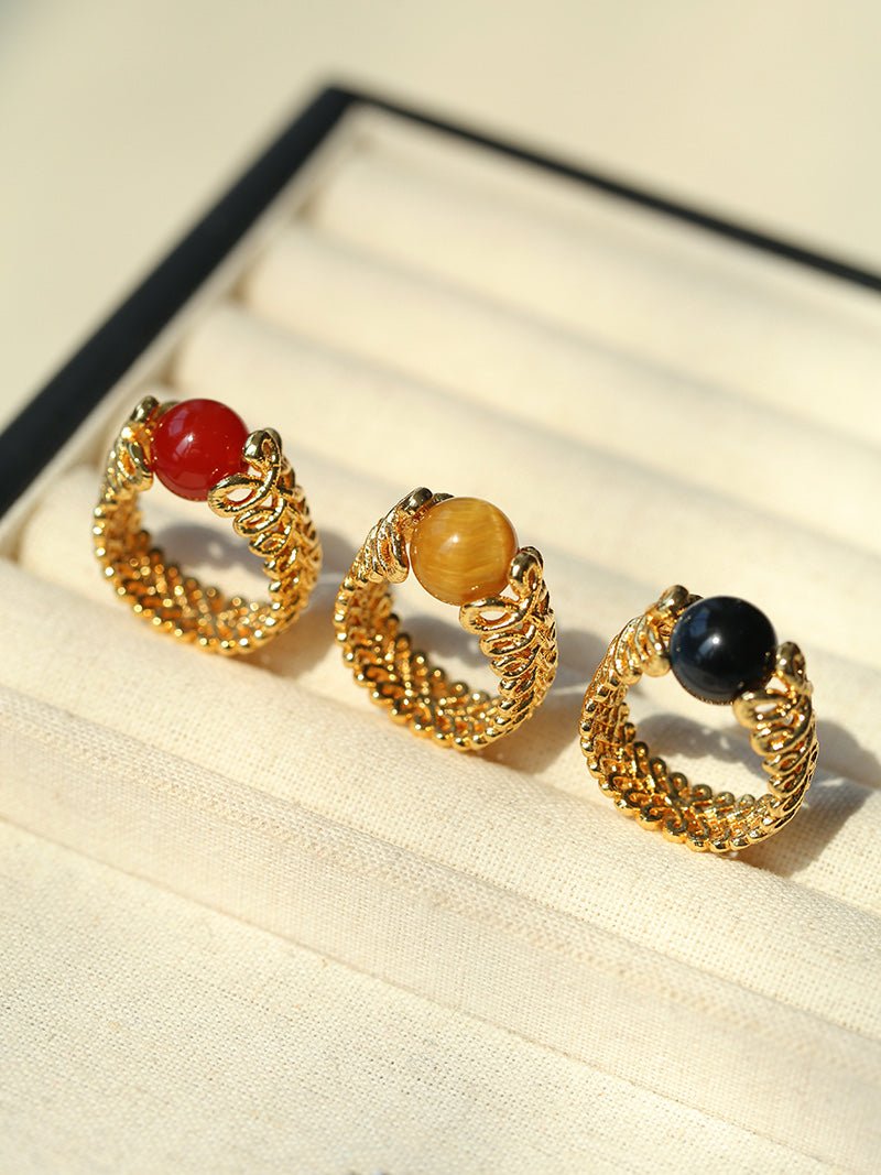Lace Aura Natural Stone Ring - floysun