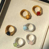 Lace Aura Natural Stone Ring - floysun