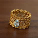 Lace Glow Wide Ring - Silver with Brown - floysun