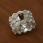 Lace Glow Wide Ring - Silver with Brown - floysun