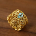 Lace Glow Wide Ring - Silver with Brown - floysun