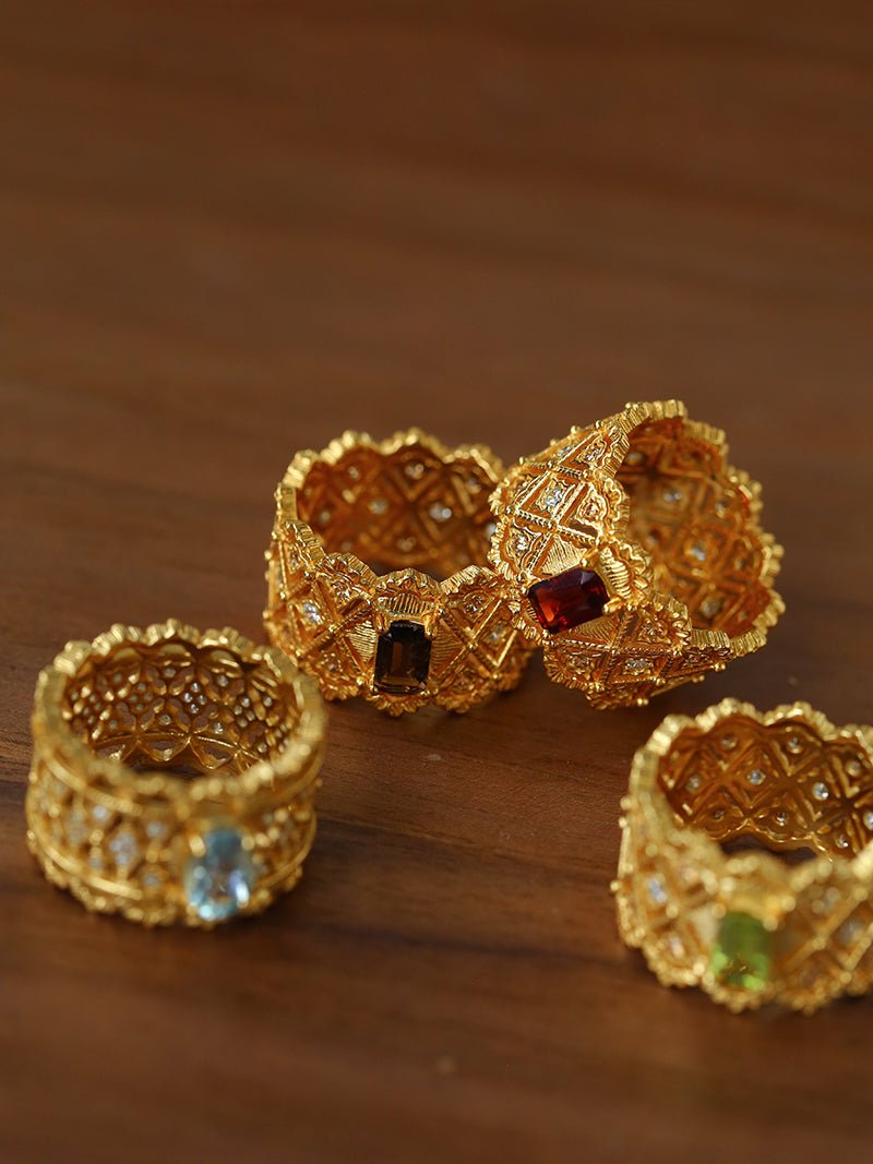 Lace Glow Wide Ring - Silver with Brown - floysun