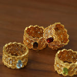 Lace Glow Wide Ring - Silver with Brown - floysun