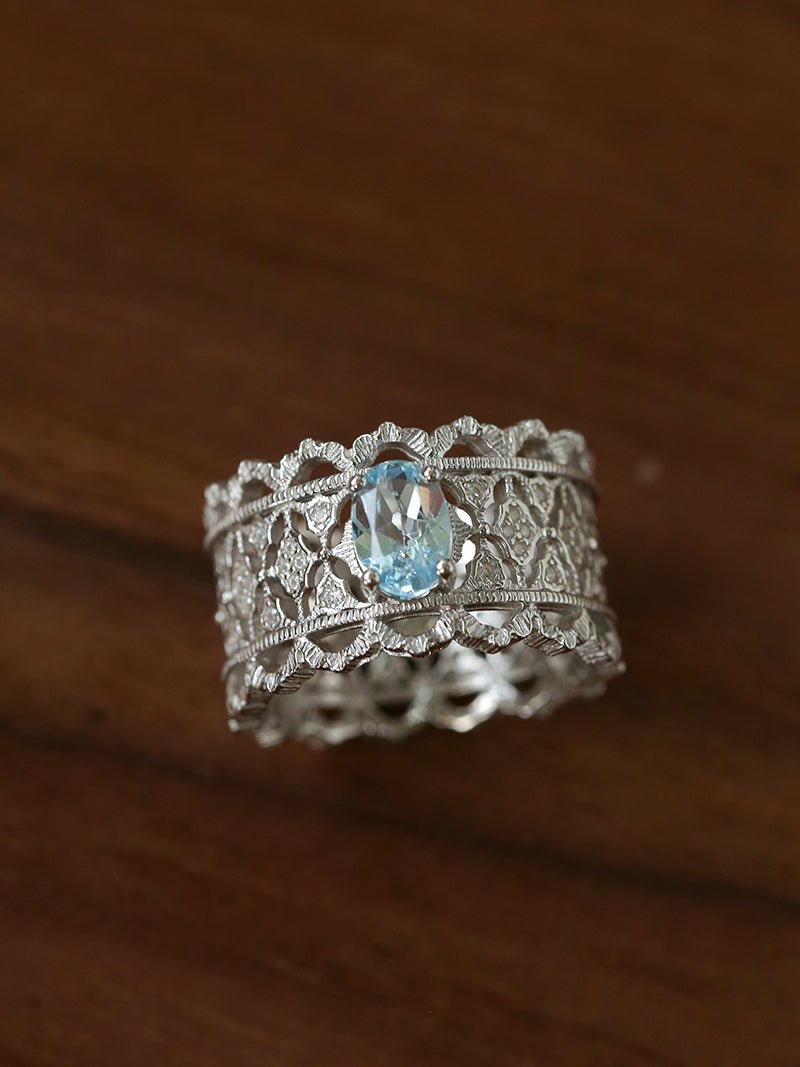 Lace Glow Wide Ring - Silver with Brown - floysun