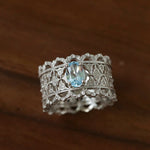 Lace Glow Wide Ring - Silver with Brown - floysun