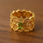 Lace Glow Wide Ring - Silver with Brown - floysun