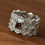 Lace Glow Wide Ring - Silver with Brown - floysun