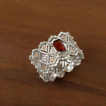 Lace Glow Wide Ring - Silver with Brown - floysun