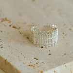 Lace Pattern Diamond Open Ring - floysun