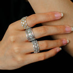 Lace Whisper Wide Ring - Gold and Silver Duo - Tone - floysun