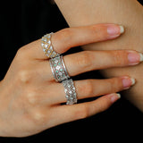 Lace Whisper Wide Ring - Gold and Silver Duo - Tone - floysun