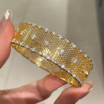 LaceCraft Openwork Pavé Cuff – 18K Gold Vermeil - floysun