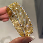 LaceCraft Openwork Pavé Cuff – 18K Gold Vermeil - floysun