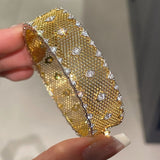 LaceCraft Openwork Pavé Cuff – 18K Gold Vermeil - floysun