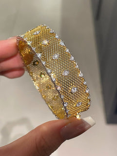 LaceCraft Openwork Pavé Cuff – 18K Gold Vermeil - floysun