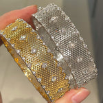 LaceCraft Openwork Pavé Cuff – 18K Gold Vermeil - floysun