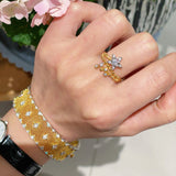 LaceCraft Openwork Pavé Cuff – 18K Gold Vermeil - floysun