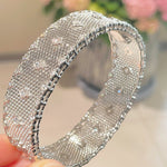 LaceCraft Openwork Pavé Cuff – White Gold Vermeil - floysun