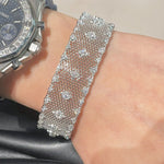 LaceCraft Openwork Pavé Cuff – White Gold Vermeil - floysun