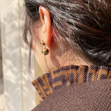 Large and Small Metal Beads Earrings - 18K Gold Vermeil - floysun