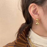 Large and Small Metal Beads Earrings - 18K Gold Vermeil - floysun