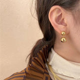 Large and Small Metal Beads Earrings - 18K Gold Vermeil - floysun