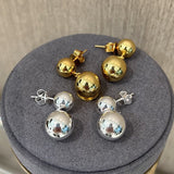 Large and Small Metal Beads Earrings - 18K Gold Vermeil - floysun