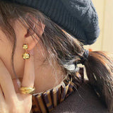 Large and Small Metal Beads Earrings - 18K Gold Vermeil - floysun
