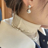 Large and Small Metal Beads Earrings - Sterling Silver - floysun