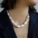 Large Baroque Colored Diamond Pearl Necklace - floysun