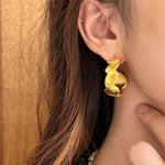 Large Imprint Earrings Irregular Hoop Earrings - floysun