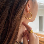 Large Imprint Earrings Irregular Hoop Earrings - floysun