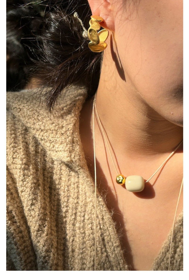 Large Imprint Earrings Irregular Hoop Earrings - floysun