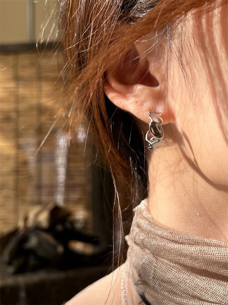 Large Imprint Earrings Irregular Hoop Earrings - floysun