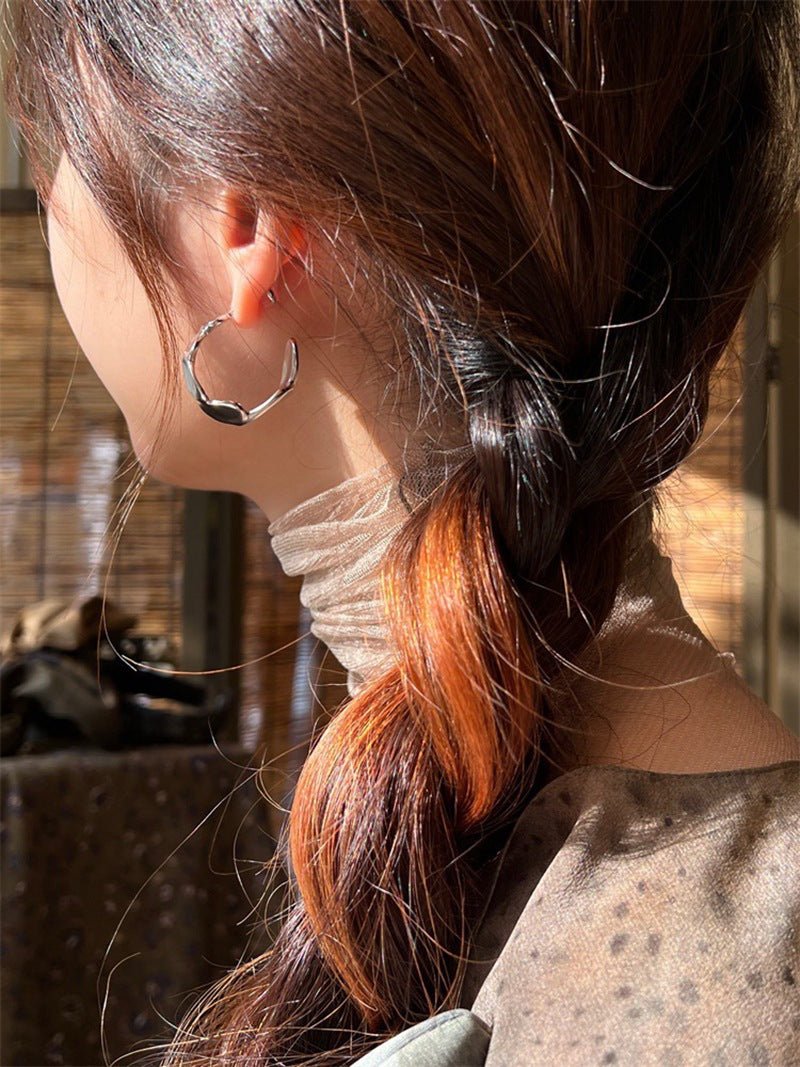 Large Imprint Earrings Irregular Hoop Earrings - floysun