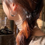 Large Imprint Earrings Irregular Hoop Earrings - floysun