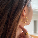 Large Imprint Earrings Irregular Hoop Earrings - floysun