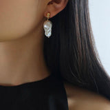 Lava Metal Baroque Pearl Drop Earrings - floysun