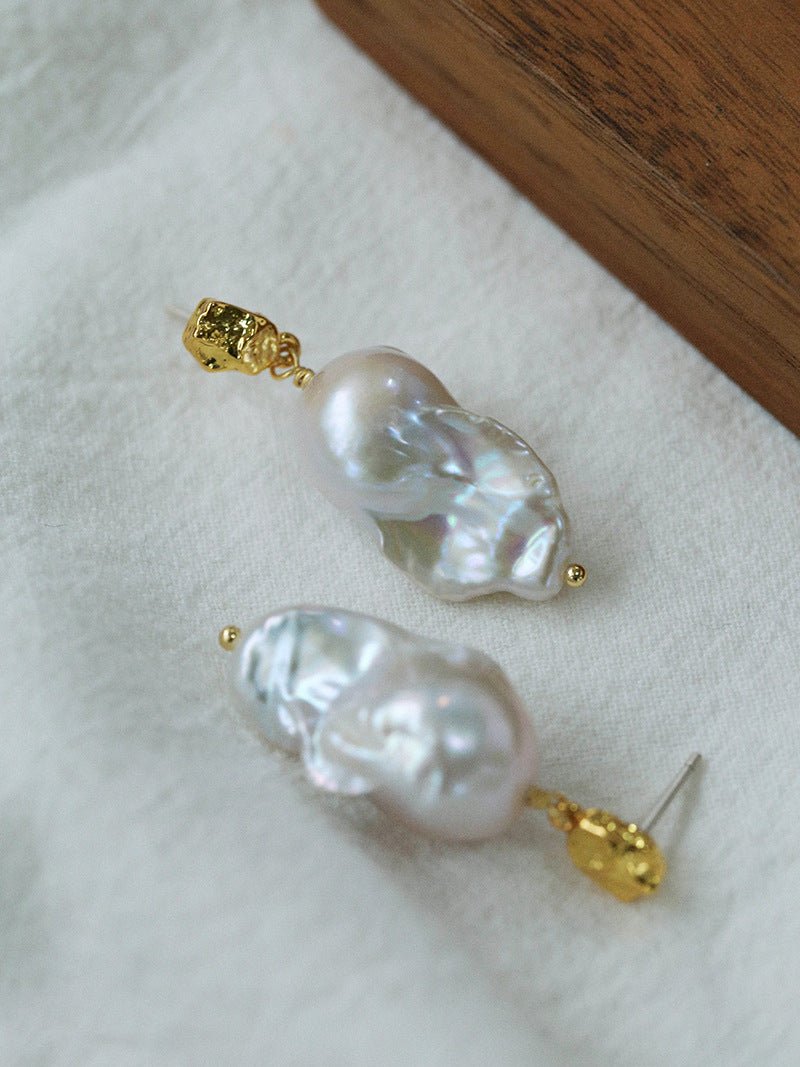 Lava Metal Baroque Pearl Drop Earrings - floysun