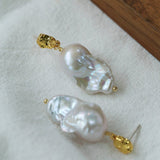 Lava Metal Baroque Pearl Drop Earrings - floysun